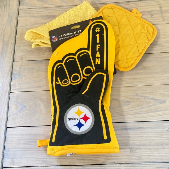 Gift Set NFL Pittsburgh STEELERS Oven Mitt Oven Pad Washcloth 3 Piece Set - Picture 2 of 16